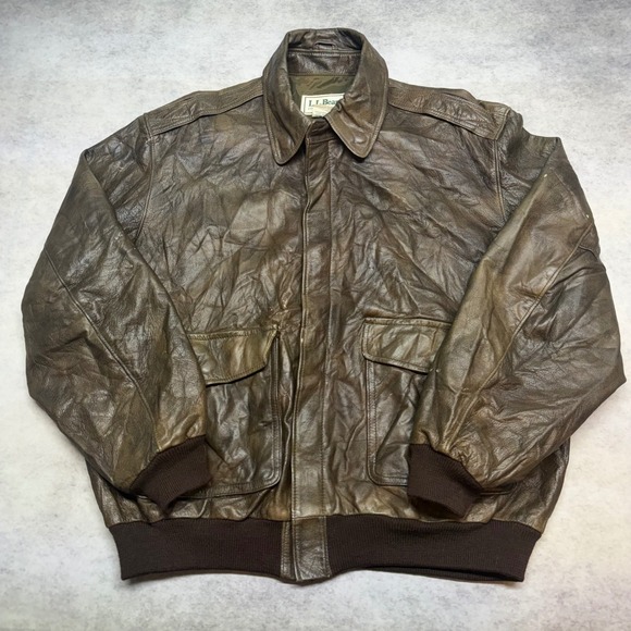 L.L. Bean Other - VTG LL Bean A2 Flight Jacket Mens Size L Brown Distressed Leather Bomber Jacket